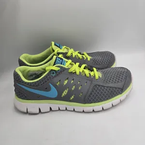 Nike Flex 2013 Run Women’s 9 Gray Volt Blue Breathable Running Athletic Shoes thumbnail 2