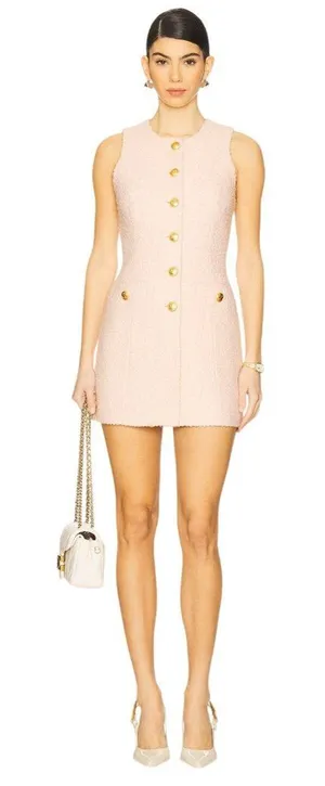 L'Academie by Marianna Dapheen Mini Dress in Light Pink Medium New Womens Tweed thumbnail 1