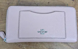 Coach Pink Crossgrain Leather Zip Wallet thumbnail 1