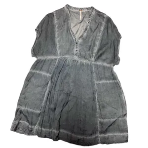 Free People Blue Satin Feel Chambray MINI Dress Size Small thumbnail 1