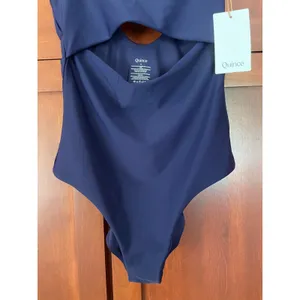 Quince Italian Cut Out One Piece Swimsuit Deep Navy Blue Size Medium NEW thumbnail 4