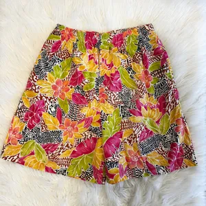Vintage Gator of Florida Tropical Floral Cotton Shorts Pink Yellow Large USA thumbnail 1