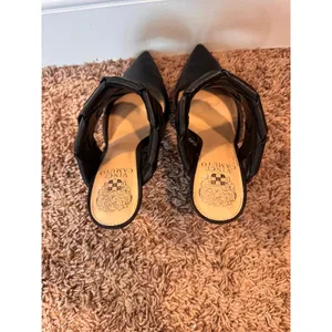 Vince Camuto Women's 8 Black Leather Woven Strap Pointed Toe Mule Heels thumbnail 5