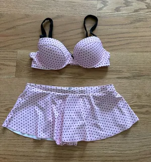 Frankie’s Bikinis Pink Polka Dot Two-Piece Swim Set thumbnail 1