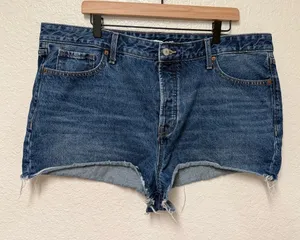 OLD NAVY OG High Rise Denim Blue Patriotic Shorts Size 18 thumbnail 1