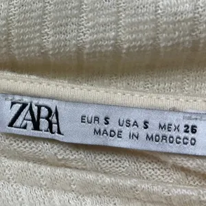 Zara Womens White Cream Ribbed Tie Long Sleeve Crew Cropped Sweater Top Size S thumbnail 6