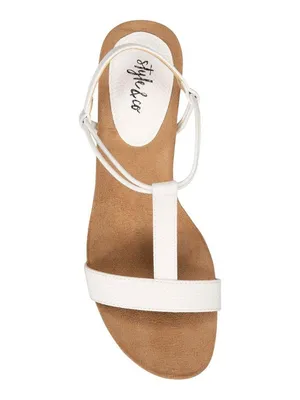 NWT Style & Co. Mulan Wedge Slip On Open Toe Textured Elastic Sandals White 6.5M thumbnail 5