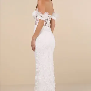 Lulu's Off-Shoulder White Floral Wedding Gown thumbnail 2