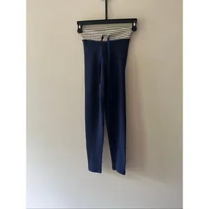 OFFLINE by Aerie Navy Ribbed High Waisted Leggings XS Striped Waistband thumbnail 4
