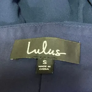 Lulus Navy Blue Ruffle V Neck Drapey Cold Shoulder Bridesmaid Maxi Dress Size S thumbnail 4