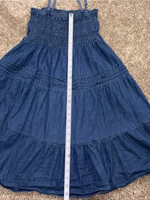 Blue Denim Smocked Tiered Dress thumbnail 3