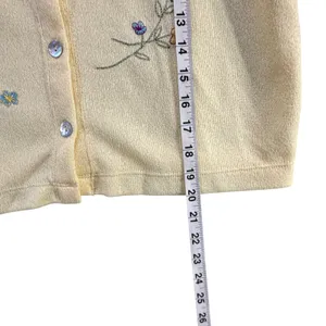 Vintage Teddi Cardigan Top Womens M Yellow Floral Embroidered Cottage Dainty thumbnail 10