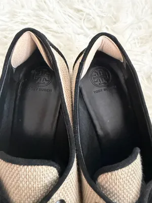 Tory Burch Fawn Oxford Linen Tan Espadrille Lace Up Loafers Shoes Women Size 9.5 thumbnail 4