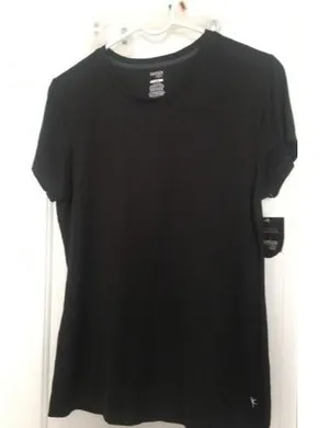 Danskin Now Dri More Women's T-Shirt Black Crew Neck Size L 12-14 thumbnail 1