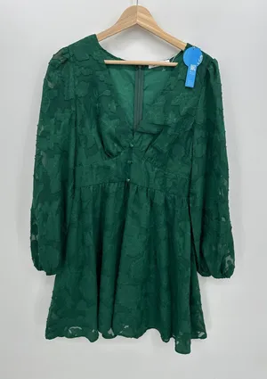 Cupshe‎ Green Sheer Floral Babydoll Dress Womens Sz M Mini Resort Ethereal Boho thumbnail 1