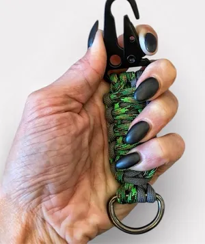 Paracord Keychain Handmade USA Unisex Sporty Green Grey NEW King Cobra thumbnail 1