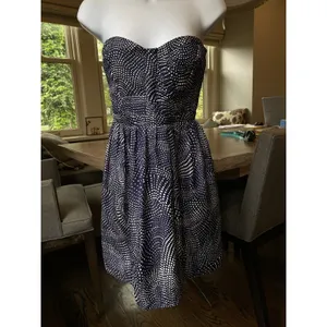 devlin Dress Size Small Strapless Blue White Quilted Smocked Mini from Nordstrom thumbnail 15