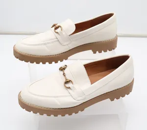 A New Day Danica Loafers Womens US 8.5 Off White Leather Horsebit Lug Sole Shoes thumbnail 1