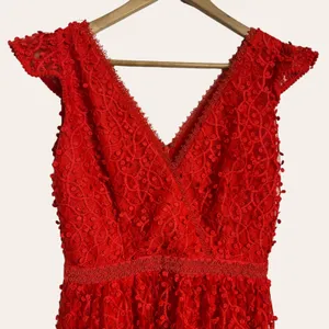 Reiss Abrianna Red Lace V-Neck Cap Sleeve Cocktail Dress Size 4 thumbnail 10