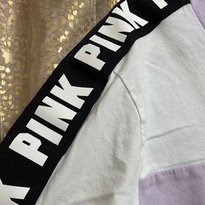 PINK Victorias Secret lavender/white/black lace up logo t-shirt, size S thumbnail 5