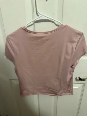 H&M Divided Basic Blush Pink Cropped T-Shirt | Size Large thumbnail 2