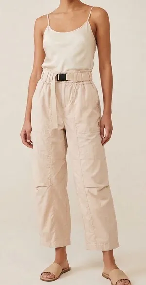 FP Movement Barrel Pants Free People Beige Wide Leg Crop Pants Size Small thumbnail 1