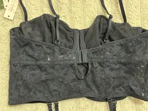 wild fable Black Lace Bandeau Bustier with Garters thumbnail 3