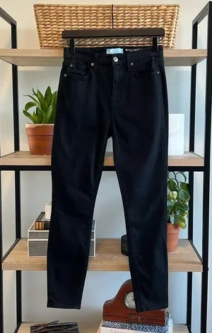 7 For All Mankind The High Waist Ankle Skinny Black Jeans, 26 thumbnail 1