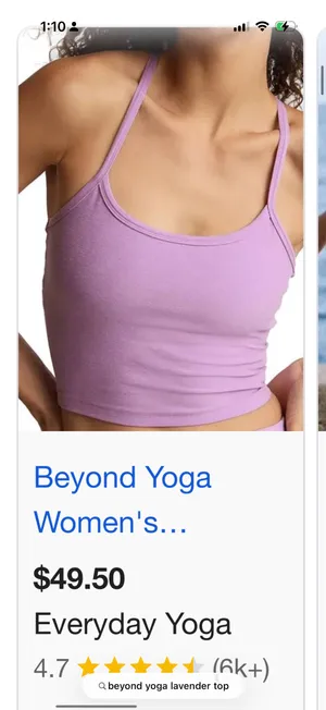 Lavender Beyond Yoga crop Slim Racerback Tank Top Crisp Sports Bra thumbnail 2