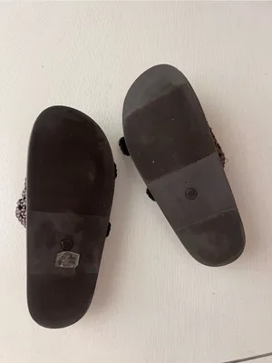 Woven Buckle Slide Sandals in Dark Brown with Gold Hardware thumbnail 4