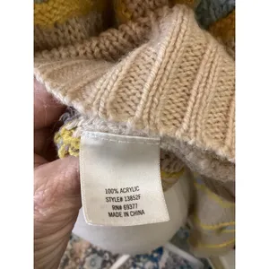 Alya Knit Sweater Womens Medium Tan Blue Yellow Excellent‎ Bell Sleeve thumbnail 5