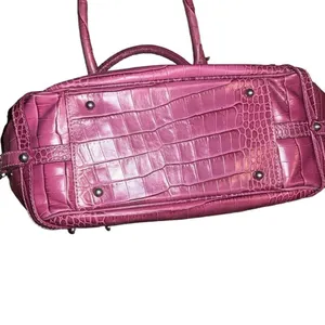 Jennifer Scott Fuchsia Leather Crocodile Print Handbag thumbnail 6