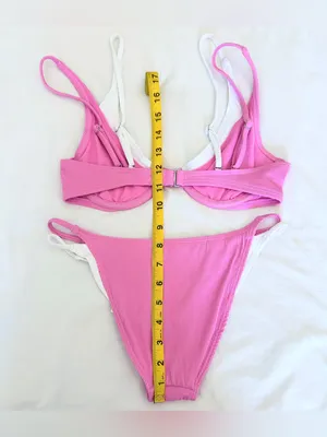 NWT Hollister Strappy Layered Bikini Set - Pink/White - XS thumbnail 8
