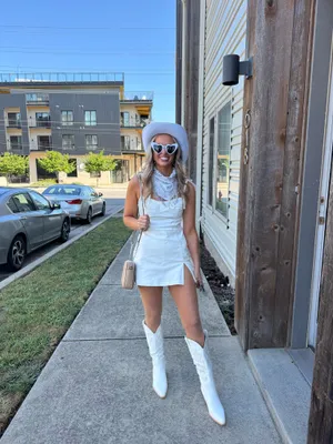 Bachelorette white denim romper  thumbnail 4