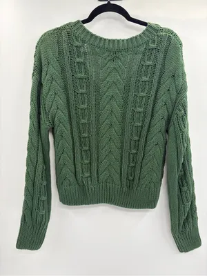 Stitches and stripes v neck cable knit long sleeve sweater size medium thumbnail 6