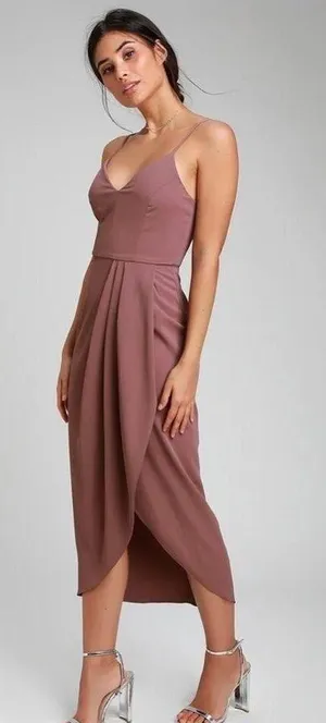 NWT Lulus Reinette Mauve Purple Corset Slip Midi Dress Small Cocktail Wedding thumbnail 1