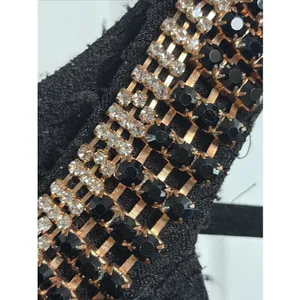 Haani Jeweled Neckline Maxi Dress Womens Size M Black Gold Glitter‎ Formal Knit thumbnail 3