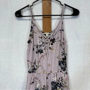 American Eagle Lavender Floral Sleeveless Wide‎ Leg Jumpsuit Size S thumbnail 3
