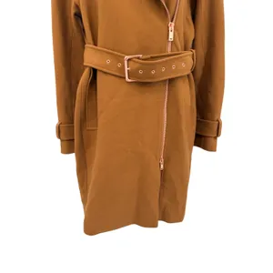 J.Crew‎ Melton Wool Belted Moto Trench Coat Italian Wool Camel Brown Size 12 thumbnail 3