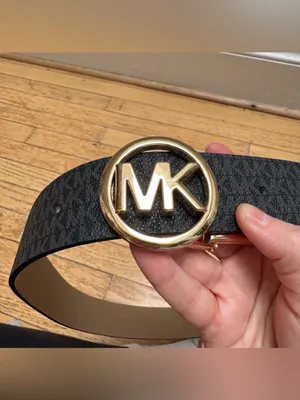 Michael Kors Monogram Black Belt with Gold Logo Buckle thumbnail 2