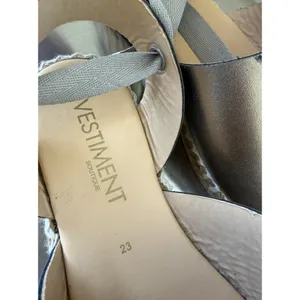 VESTIMENT Metallic Grey Espadrille Flatform Sandals Ribbon Tie Shoes Womens 6US thumbnail 6