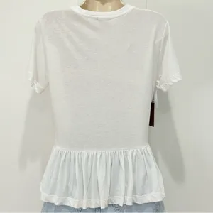 Aritzia Sunday Best Minerva Peplum Top XS White Short Sleeve Chic Spring Minimal thumbnail 6