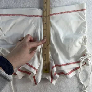 Vintage Y2K M Medium Low Rise Micro Booty Shorts Pull On Ruched Sides‎ Ivory thumbnail 10