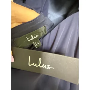 NWT Lulus Lulus Sweetest Entrance Navy Blue Ruffled Tie-Back Maxi Dress Gala L thumbnail 8