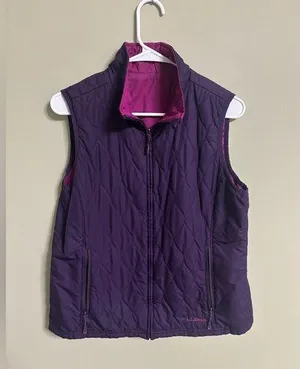 LL Bean Womens Purple Short Purple Pink Reversible Full Zip Vest Size Medium thumbnail 1