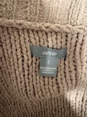 aerie Blush Mauve Open-Front Knit Chenille Cardigan with intentional distressing thumbnail 5