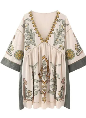 Embroidered Babydoll Dress thumbnail 3