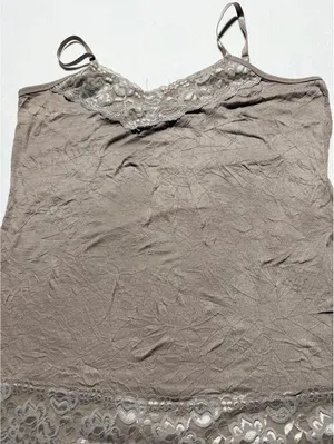 Brown Lace Trim Camisole Tank Top thumbnail 6