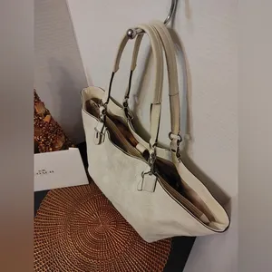 Coach Carly Perforated Leather Tote F16598 Light Taupe Large Shoulder Bag thumbnail 5