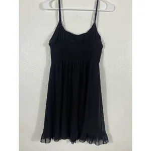 Aritzia Wilfred Black Smocked Mini Dress with Ruffle Hem Size M thumbnail 6